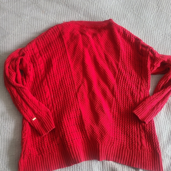 Tommy Hilfiger Women's Vibrant Red Cable Knit Sweater - Picture 4 of 6